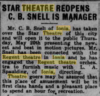 Regent Theatre - 1920 Article